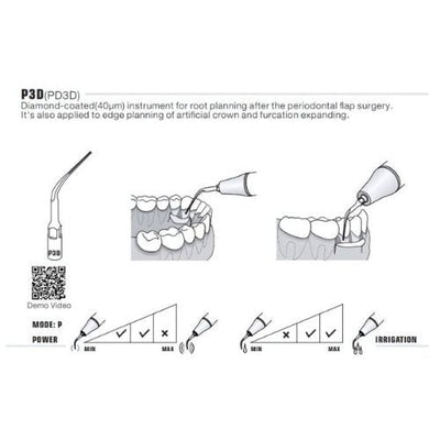 Woodpecker EMS Compatible P3D and P4D Perio Tip - Diamond Coated